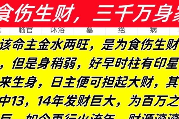 八字什么是食伤生财