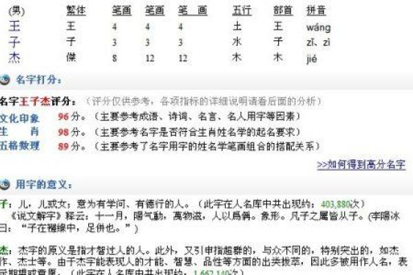 姓名打分测试取名