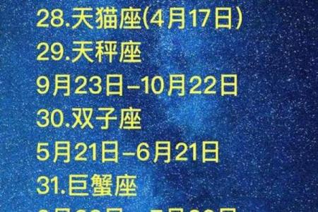 十二星座的月份表准确
