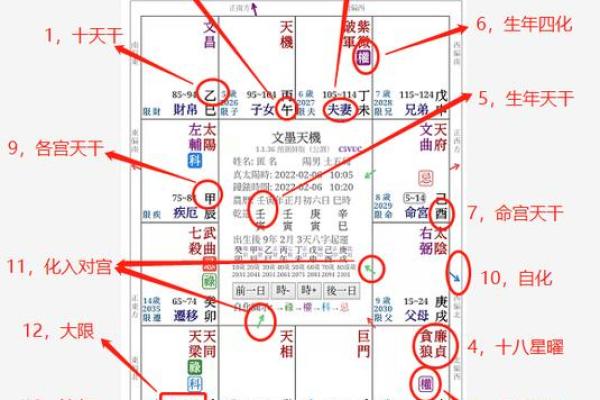 紫微斗数之四化论断法详释：命盘六条线