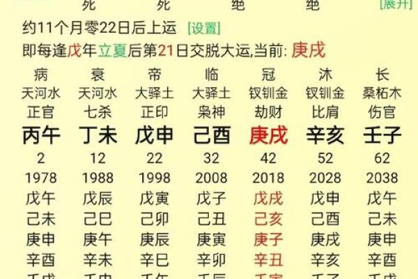 八字命宫查询表